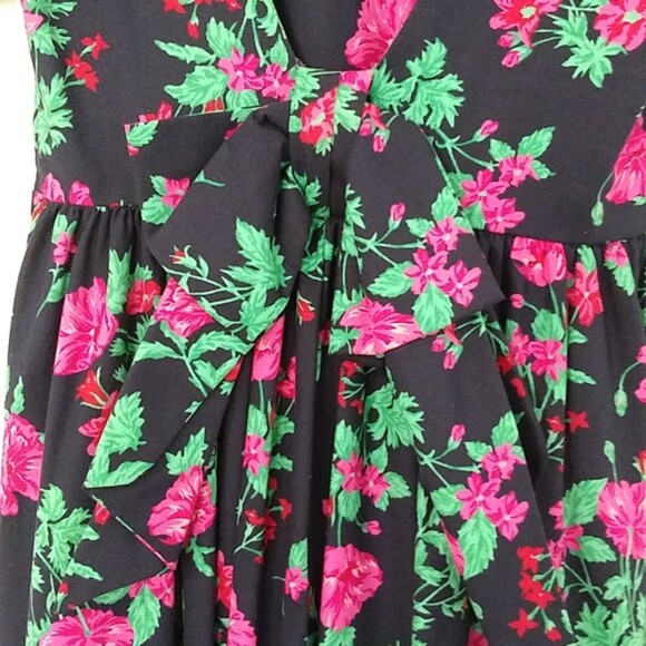 Laura Ashley Vintage Floral Fit & Flare Maxi Dress, Navy/Pink/Green, Size 8 - Picture 7 of 10